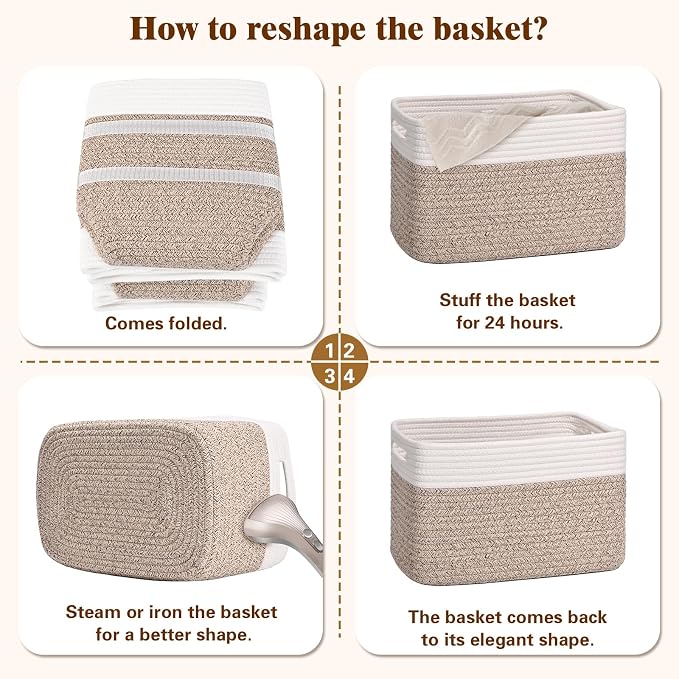 Storage Baskets for Organizing, 4 Pack Storage Baskets for Shelves, Woven - Image 8