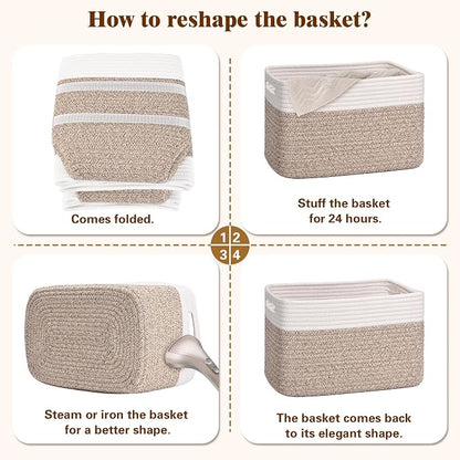 Storage Baskets for Organizing, 4 Pack Storage Baskets for Shelves, Woven - Image 8