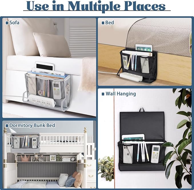 Bedside Storage Organizer with Power Strip Holder and Adjustable Straps Bed - Image 6