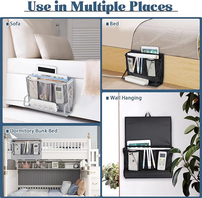 Bedside Storage Organizer with Power Strip Holder and Adjustable Straps Bed - Image 6