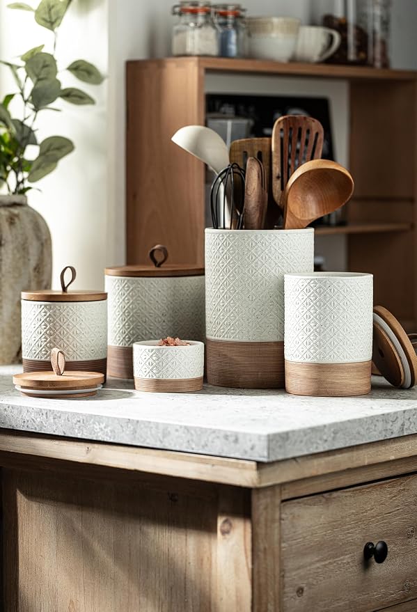 Miamolo Ceramic Jar with Lid, Coffee Canisters with Airtight Lids Kitchen Food - Image 7