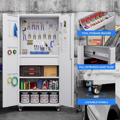 Metal Garage Cabinet with Wheels, Office Assembly Required - Image 6