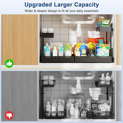 Insputer 2 Pack Under Sink Organizer, 2 Tier Under Cabinet Storage Expandable - Image 8