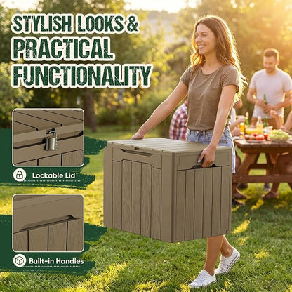 Devoko 29 Gallon Waterproof Outdoor Storage Box Resin Deck Box Lockable and UV - Image 2