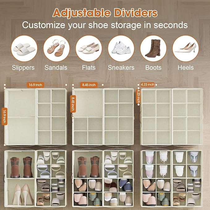 4-Pack Shoe Organizer for Closet, Foldable Shoe Storage Box - Image 2
