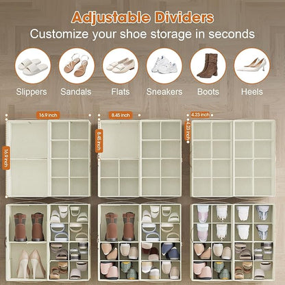4-Pack Shoe Organizer for Closet, Foldable Shoe Storage Box - Image 2
