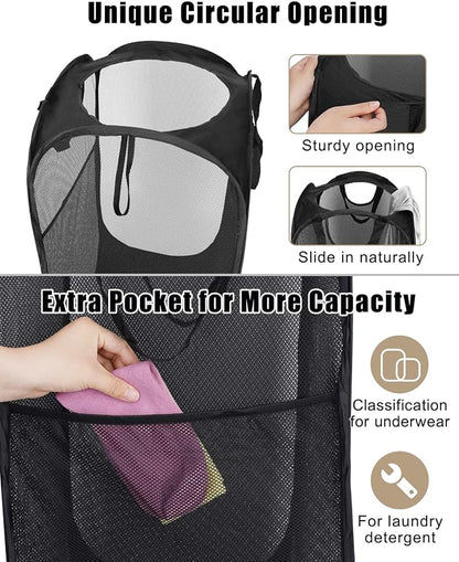 HOUSE AGAIN Mesh Popup Laundry Hamper, Collapsible Laundry Basket, Foldable Pop - Image 5