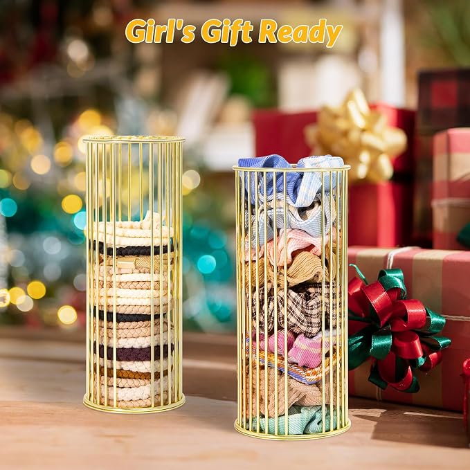 Gold Metal Hair Ties Holder Organizer – Stylish Scrunchie Stand - Image 5