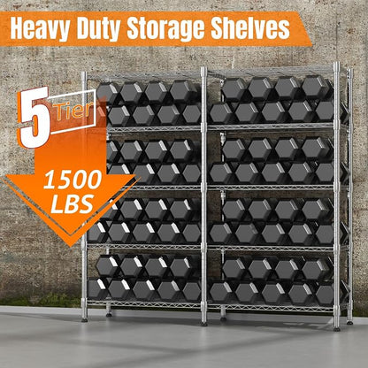 Homdox 5-Tier Adjustable Metal Storage Shelves, Space-Saving Corner Rack - Image 8
