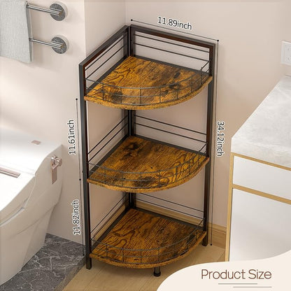 DAOUTIME Bathroom Standing Shelf, 3 Tier Corner Stand, Free-Standing Shelf Units - Image 2