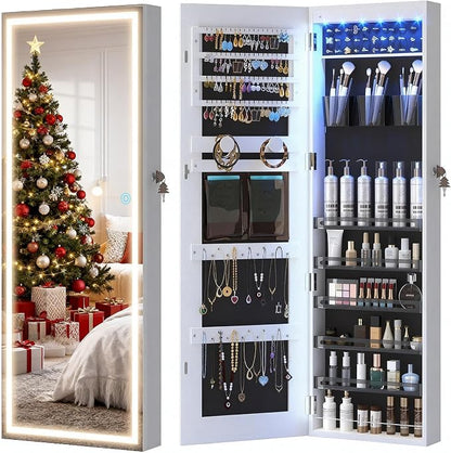 LVSOMT LED Mirror Jewelry Cabinet, Wall/Door Mount Jewelry Armoire Organizer by DecorateHomeatEase