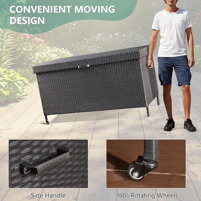 AVAWING 240 Gallon Wicker Deck Box - Image 8