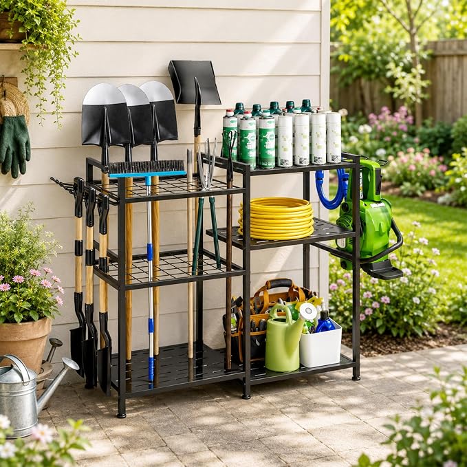 Garden Tool Organizer, 33.8×11.8×32inch Heavy-Duty Steel Garden Tool Rack - Image 2