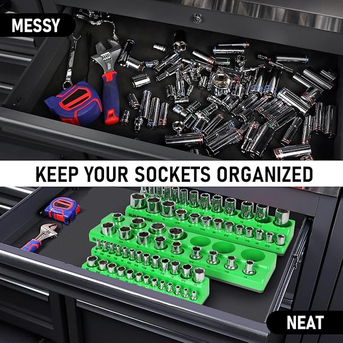 8PCS Magnetic Socket Organizer Set, Magnetic Socket Holder, 1/2" Metric & SAE - Image 7