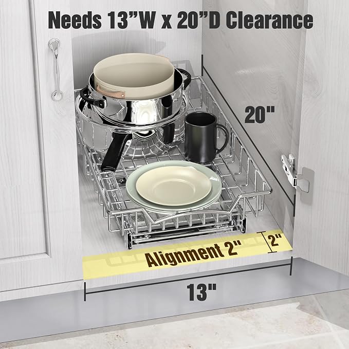 Simple Houseware Under Cabinet Pull Out Sliding Shelf Drawer, 18Dx11W | - Image 3