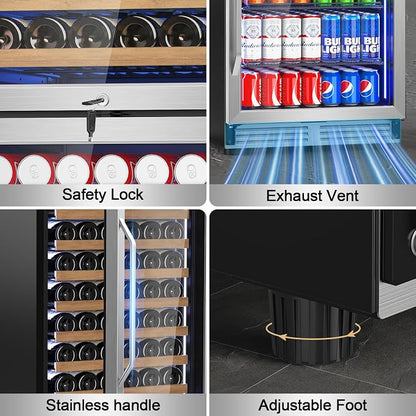 24 Inch Wide Wine and Beverage Refrigerator, 2 IN 1 Dual Zone Wine Cooler - Image 6