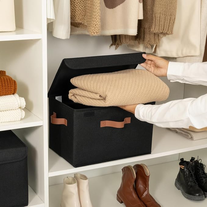 GRANNY SAYS Storage Bins with Lids, Decorative Storage Boxes with PU Handles - Image 3