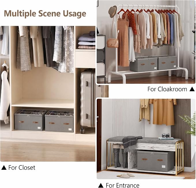 Shoe Organizer for Closet, 2 Pack Shoe Storage Bins Foldable Shoe Storage Box - Image 7