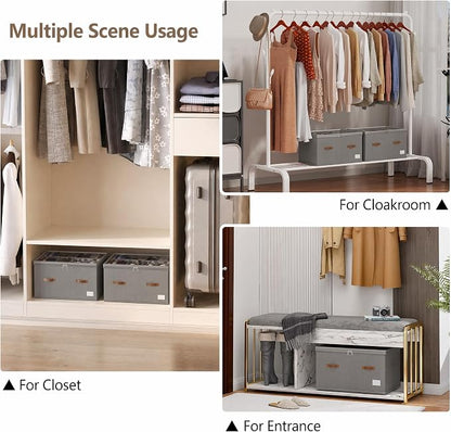 Shoe Organizer for Closet, 2 Pack Shoe Storage Bins Foldable Shoe Storage Box - Image 7