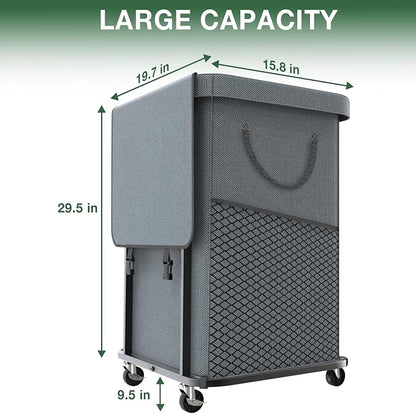 40 Gal Laundry Basket with Lid, Rolling Laundry Hamper with Wheels, Dirty - Image 6
