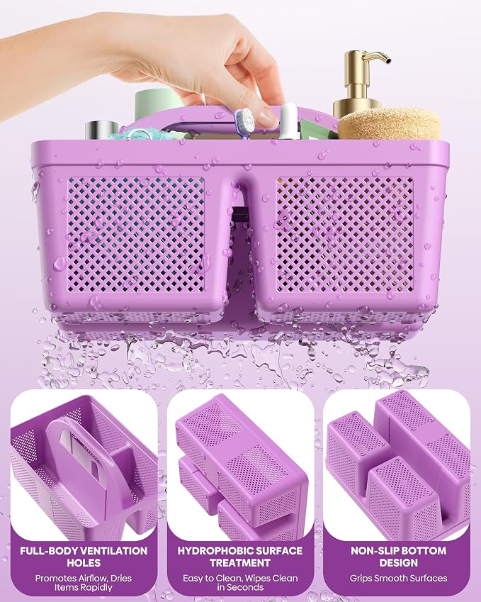 4 Pack Portable Shower Caddy, Integrated Handle, Reinforced Plastic, Organizer - Image 5