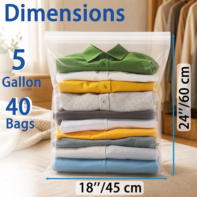 Extra Large 5 Gallon Zippered Plastic Bags - Image 2