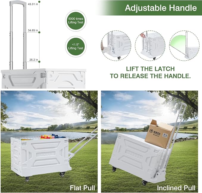 VECELO 23 GAL 2-in-1 Foldable Shopping Cart, Collapsible Utility Cart - Image 2