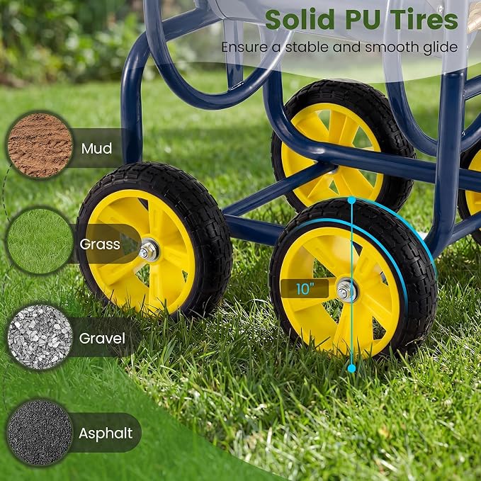 Goplus Garden Hose Reel Cart, 330ft 5/8" or 400ft 1/2" Large Capacity, - Image 4