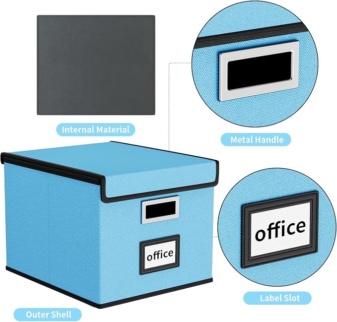 File Organizer Box with Lids, Collapsible File Folder Organizer | File Box with - Image 3