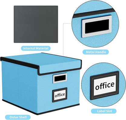 File Organizer Box with Lids, Collapsible File Folder Organizer | File Box with - Image 3