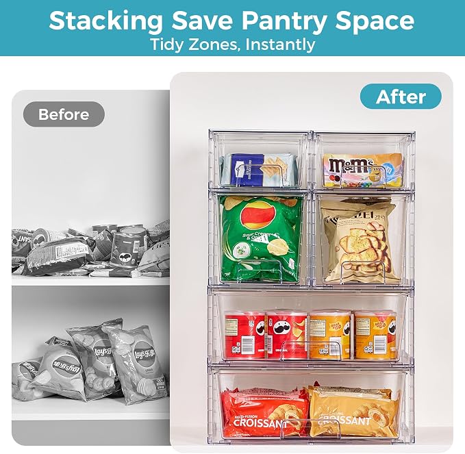 Vtopmart 6 Pack Clear Stackable Storage Drawers, Plastic Drawers - Image 5
