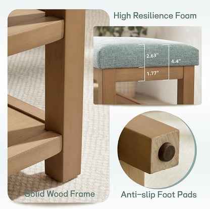 Zihanhome Shoe Rack Bench with Cushion, 2 Tier Solid Wood Storage Bench - Image 8