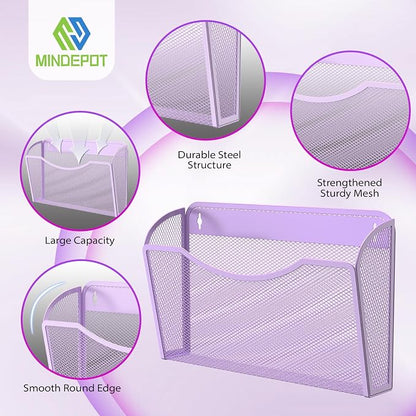 MINDEPOT Wall File Organizer, Hanging Wall File Holder, 3 Pack, Metal Mesh Wall - Image 3