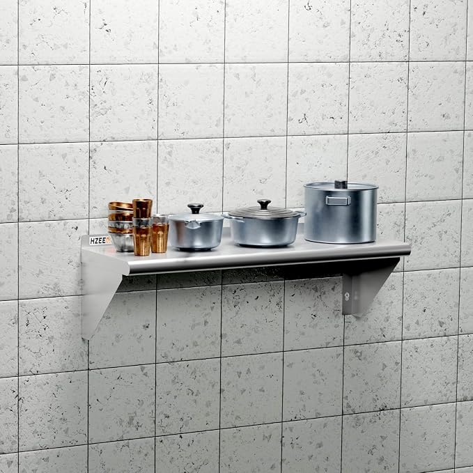 NSF Stainless Steel Wall Mount Shelf 12 x 36 Inches 18 Gauge Metal Floating - Image 8