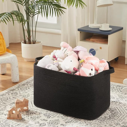 118L Extra Large Blanket Basket, 24.8" x 17.7" x 17.2" Woven Storage Basket - Image 4