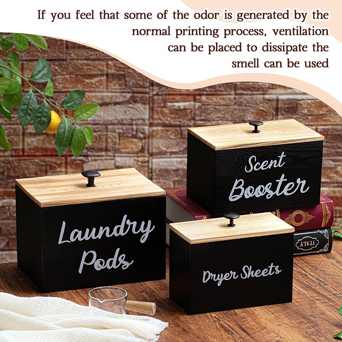 Dandat 3 Pcs Wood Laundry Pods Container Farmhouse Decoration Laundry Room - Image 6