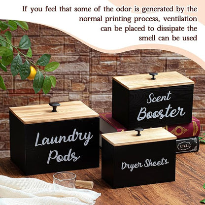 Dandat 3 Pcs Wood Laundry Pods Container Farmhouse Decoration Laundry Room - Image 6