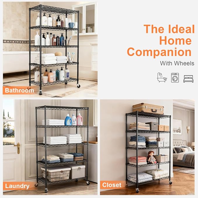 5-Tier Heavy Duty Shelving Unit, Metal Shelving - Image 7