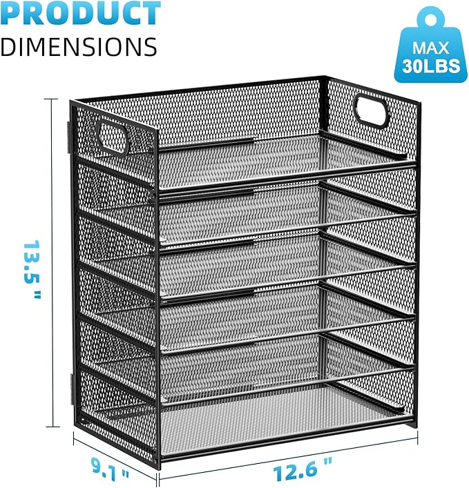 Marbrasse 6 Tier Paper Organizer Letter Tray - Image 4