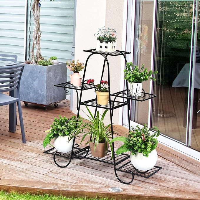 Giantex 7 Tiers Metal Plant Stand Flower Pots Holder, Plant Display Rack - Image 6