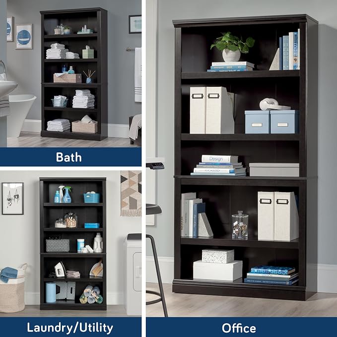 Sauder 5 Tier Book Shelf Wooden Bookcase Multipurpose Bookshelf - Image 6