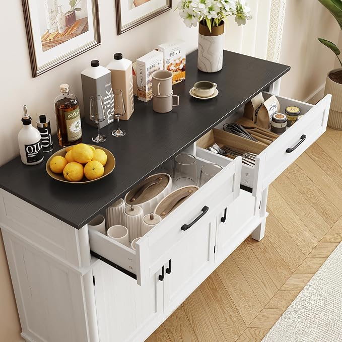 48 Inches Buffet Cabinet with Storage, Farmhouse Sideboard Buffet w/2 Drawers - Image 6