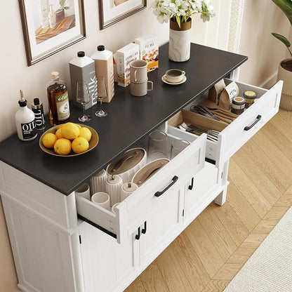 48 Inches Buffet Cabinet with Storage, Farmhouse Sideboard Buffet w/2 Drawers - Image 6