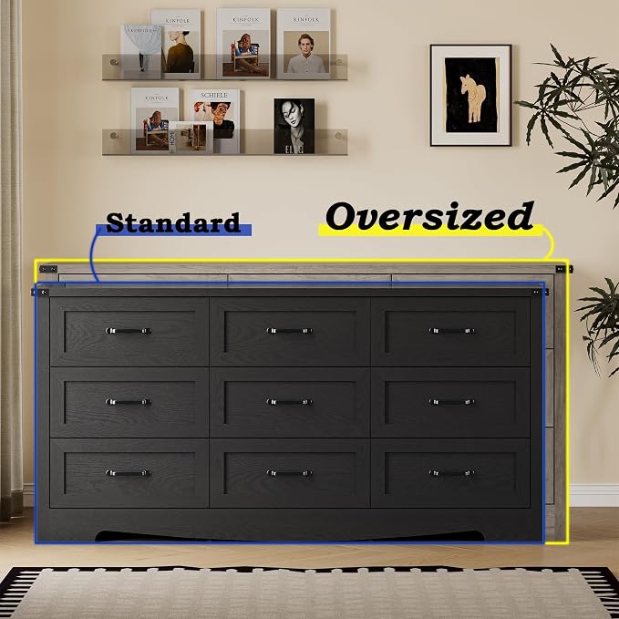 9-Drawer Dresser for Bedroom, Modern Wooden Chest of Drawers - Image 4