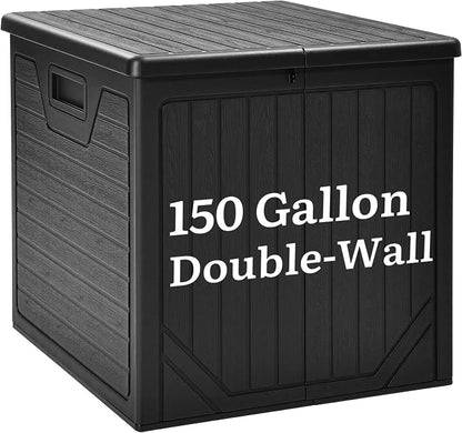 YITAHOME 150 Gallon Large Outdoor Deck Box, Lockable Resin Double-Wall Storage by YITAHOME
