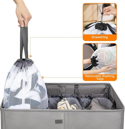 WOWLIVE Laundry Hamper with Lid, 160L Large Laundry Basket 3 Section with - Image 5