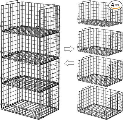 4-Tier Stackable Closet Organizers and Storage Basket by Unknown