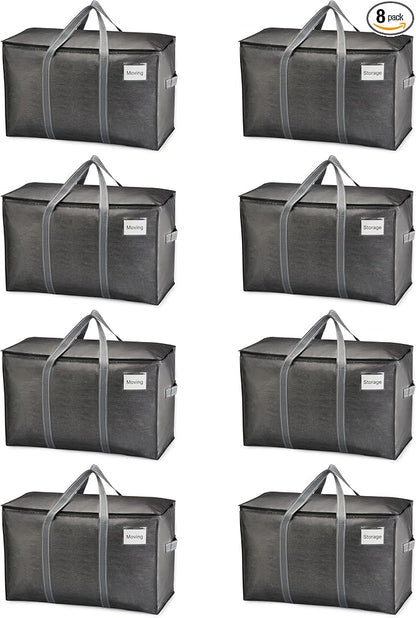 VENO 8 Pack Moving Bags and Large Christmas Storage Bins by Veno