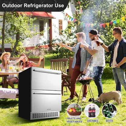 BODEGA 24 Inch Beverage Fridge under Counter, 2 Drawer Outdoor Coolers - Image 7