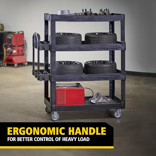New Rubbermaid Commercial Products 4-Shelf Utility/Service Quad Cart, Heavy - Image 2